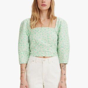 Levis Women's Yvie Puff Sleeve Cropped Floral Blouse NWT - Size Small